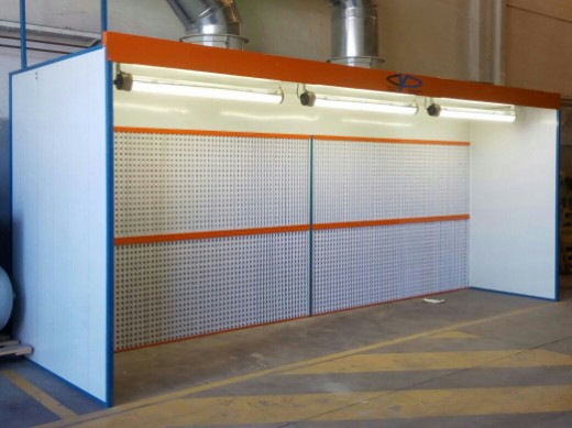 cabina de pintura filtracion seca con avances (filtración carton plegado y paint stop)