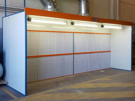 cabina de pintura filtracion seca con avances(filtracion carton plegado y paint stop)